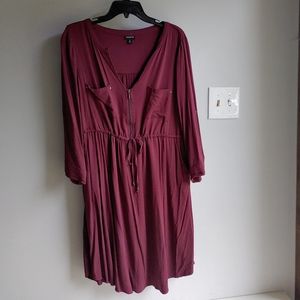 Torrid Burgundy Zip Challis Shirt Dress